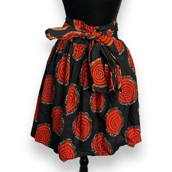 Handmade Knee Length African Print Belted Skirt Women's 1X Multicolored Casual - Picture 5 of 9